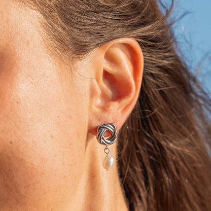 Pearl Drop Earrings Silver